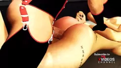 Riproduci Prigioniero mascherato di Futanari fa una dura scopata a pecorina a una schiava sessuale tettona