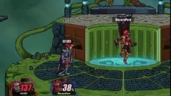 再生 曲線美のブルネットが激しいSSF2バトルでお尻ファックされる